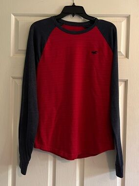 Hollister Red Body with Dark Gray Raglan Long Sleeve Tee